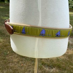 THE BELTED COW BELT GREEN BLUE TAN SAILBOATS NAUTICAL SIZE 40 USA MENS ACCESSORY